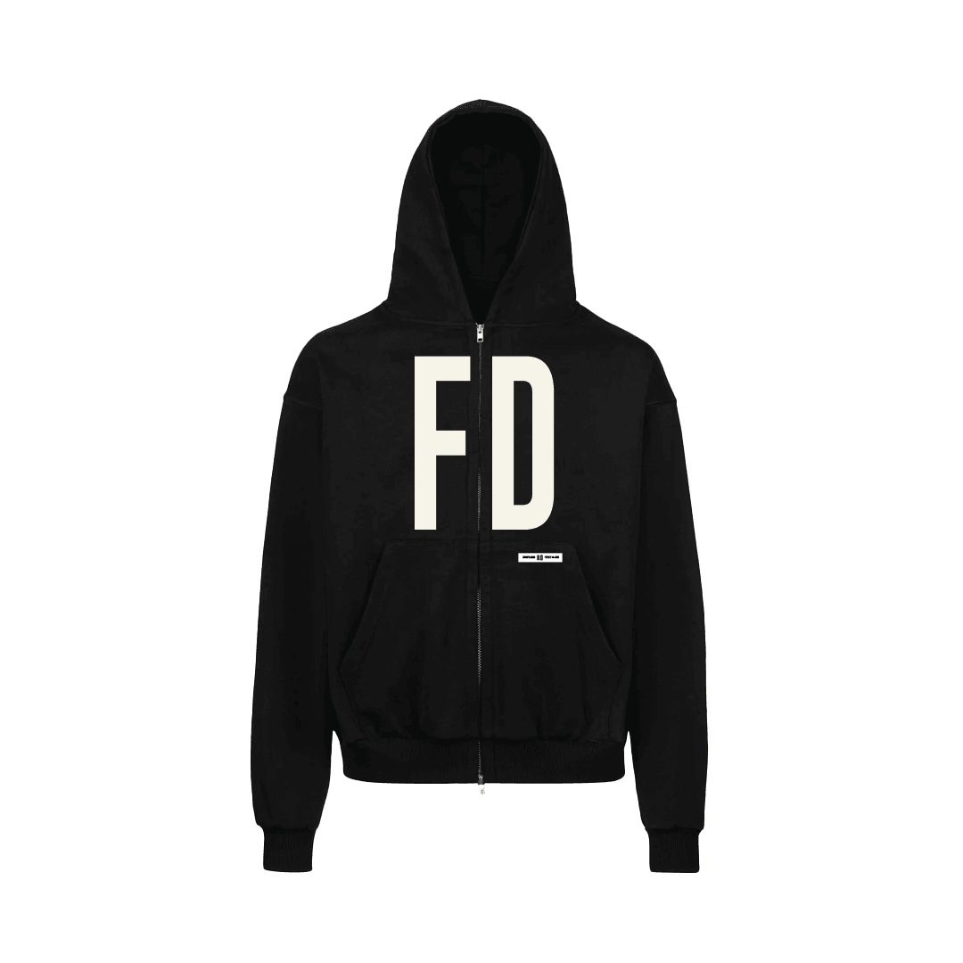 FD BLACK DOUBLE ZIP LUXURY HOODIE