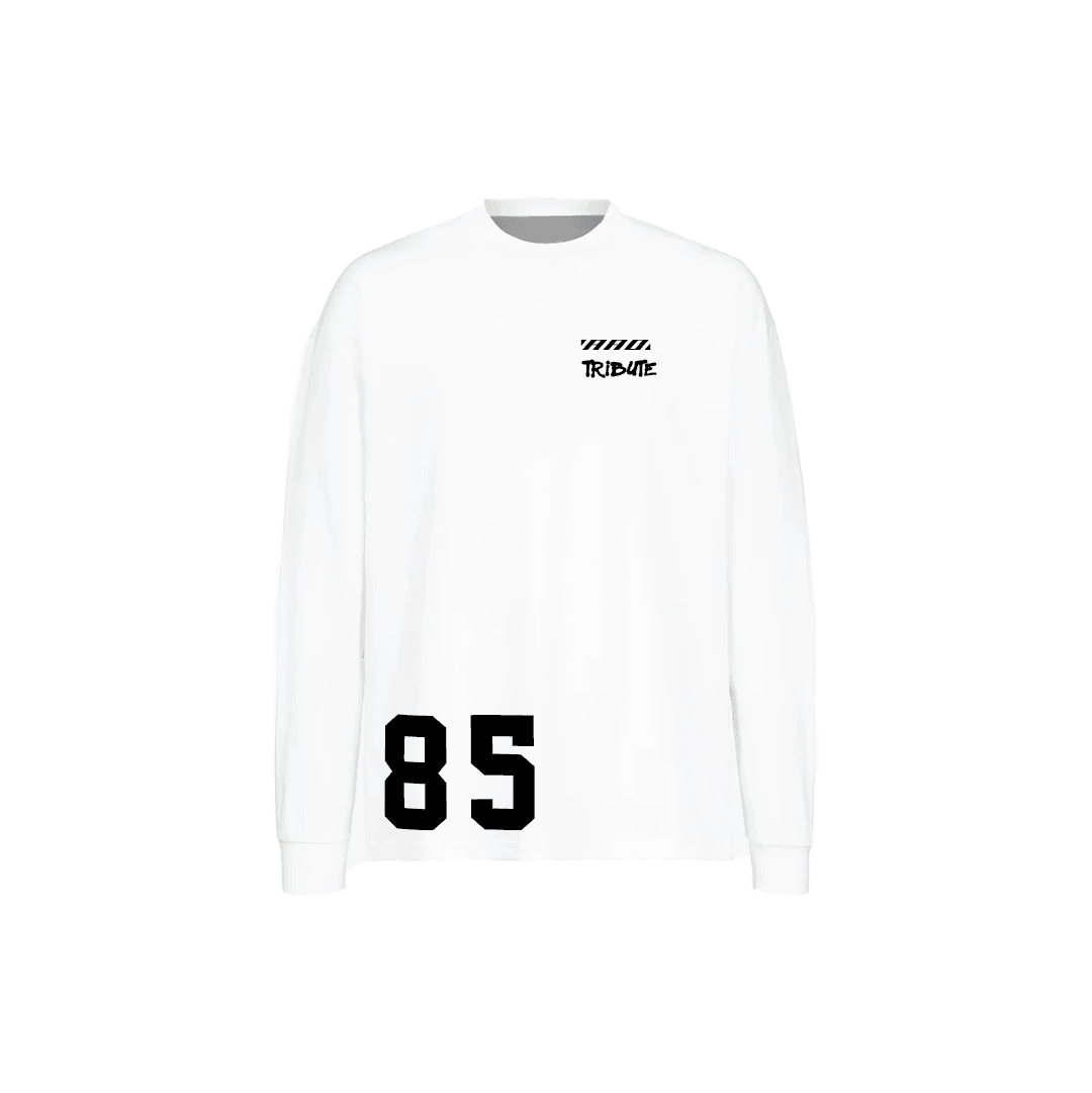 85 WHITE LUXURY LONG SLEEVE TEE
