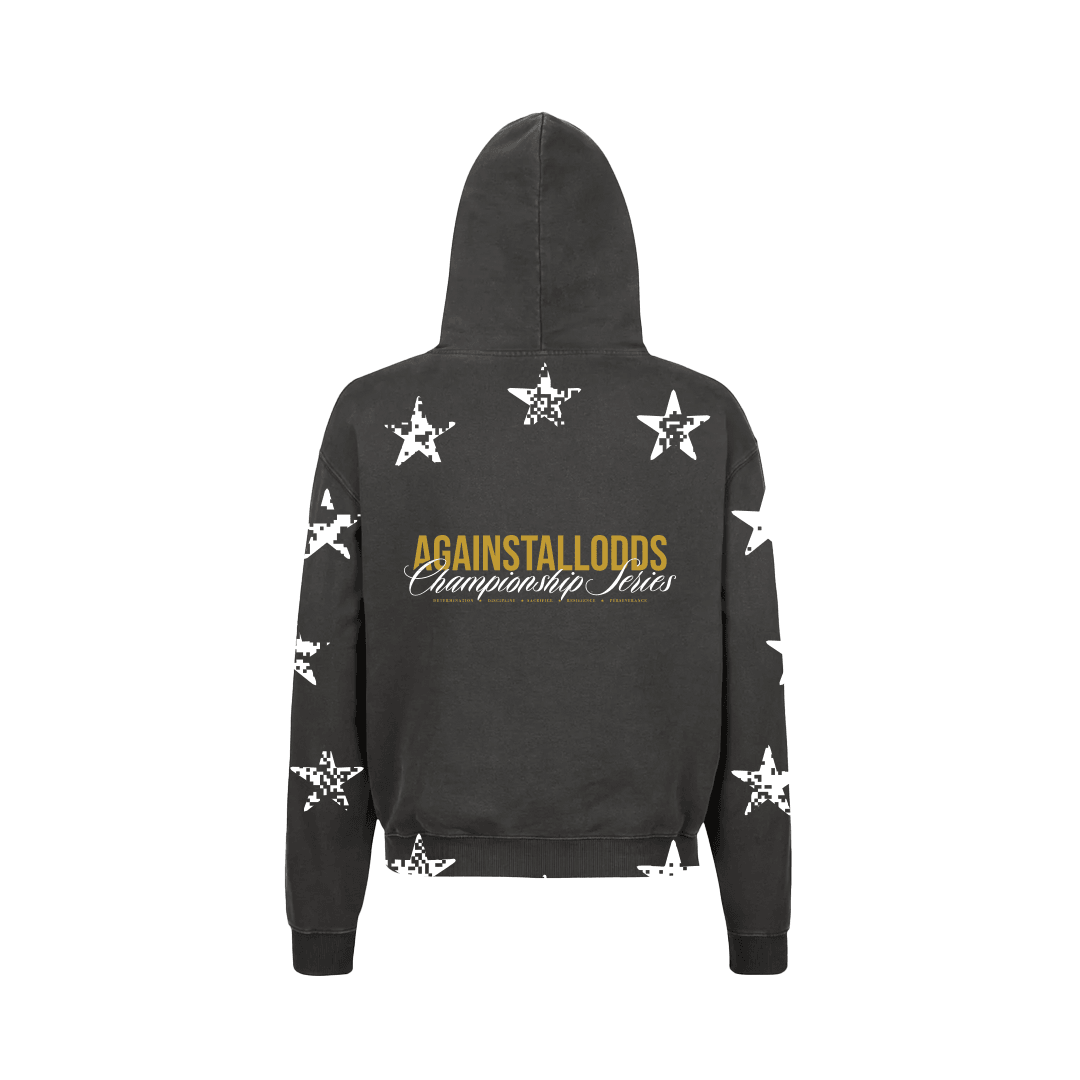 CHAMPIONSHIP DISTRESSED BLACK LUXURY HOODIE