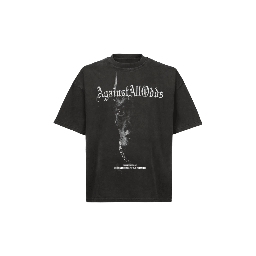 UNDERDOG DISTRESSED BLACK BOXY TEE