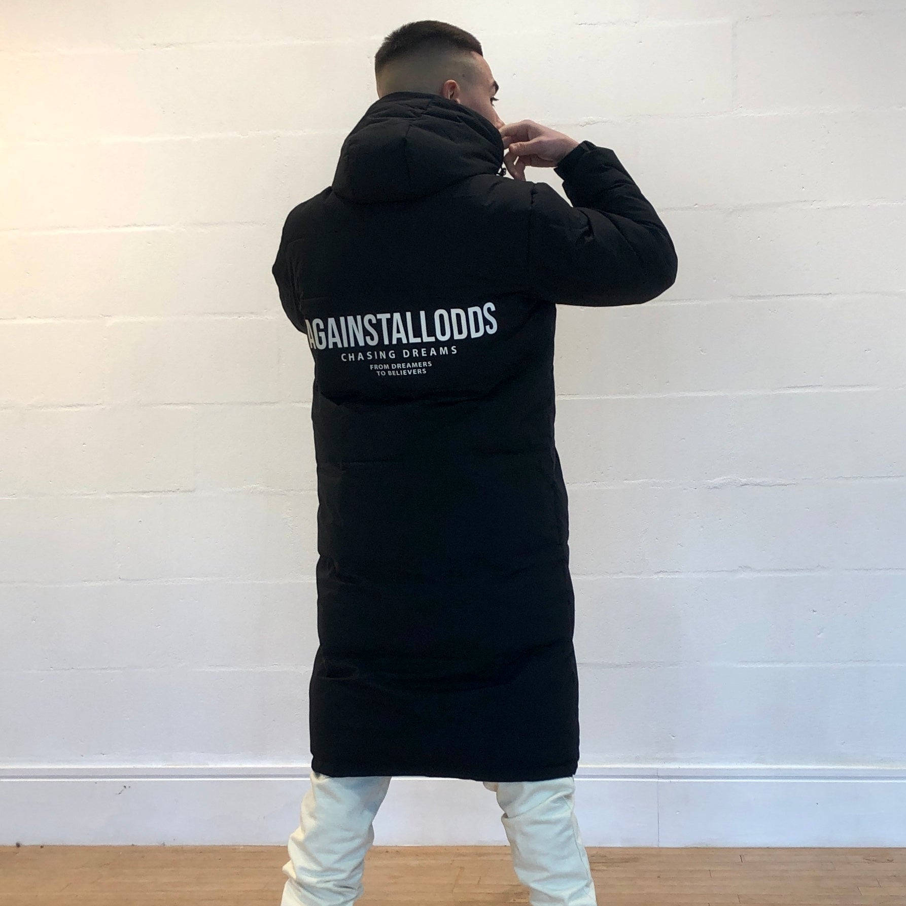 THE DREAMERS LONGLINE WINTER PUFFER JACKET - black