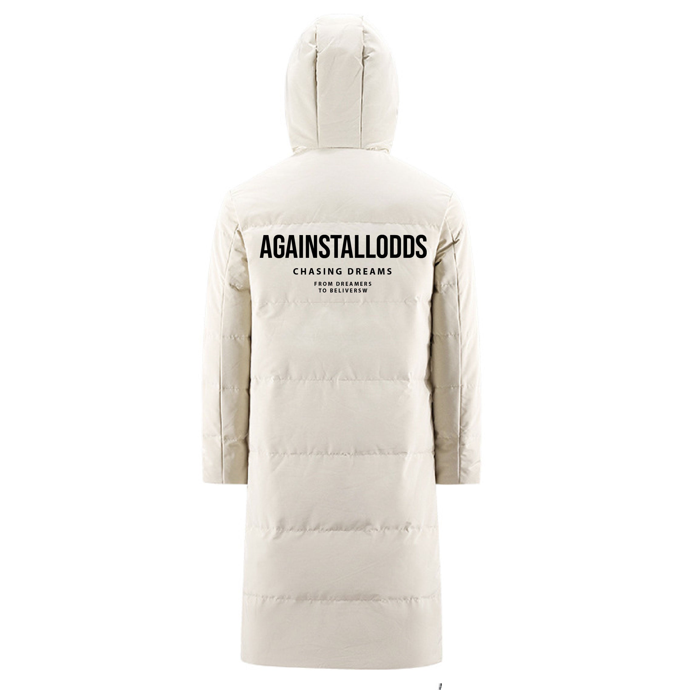 THE DREAMERS LONGLINE WINTER PUFFER JACKET - SNOW