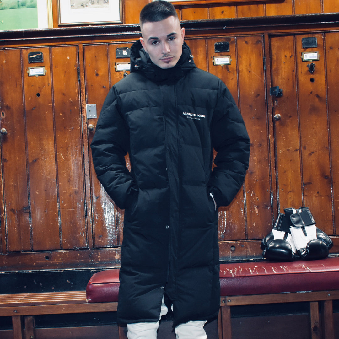 THE DREAMERS LONGLINE WINTER PUFFER JACKET - black