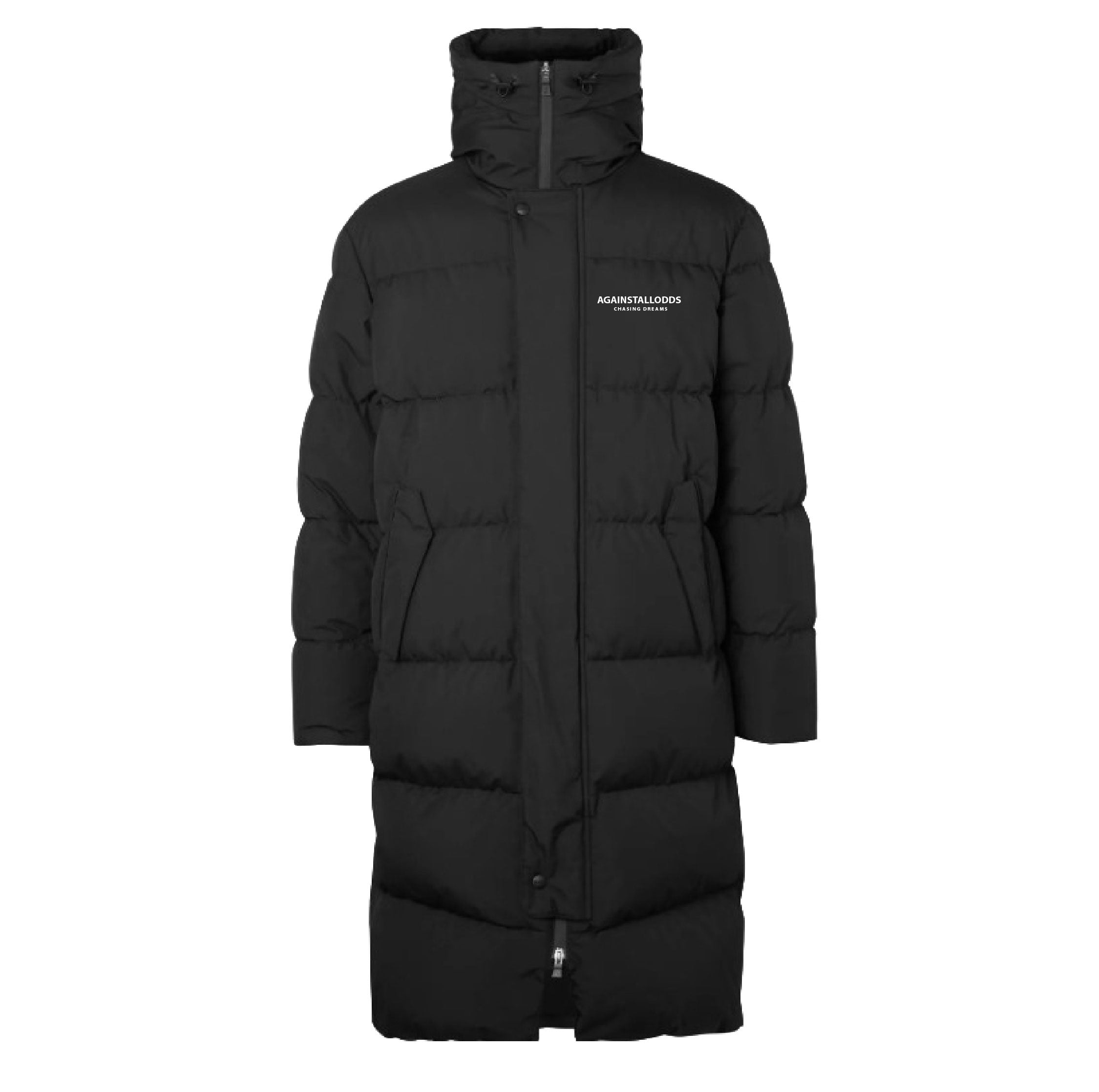 THE DREAMERS LONGLINE WINTER PUFFER JACKET - black