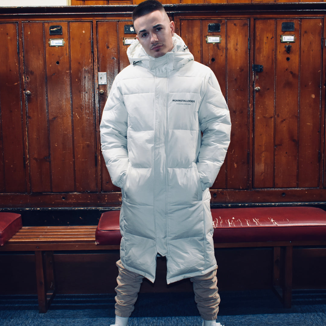 THE DREAMERS LONGLINE WINTER PUFFER JACKET - SNOW