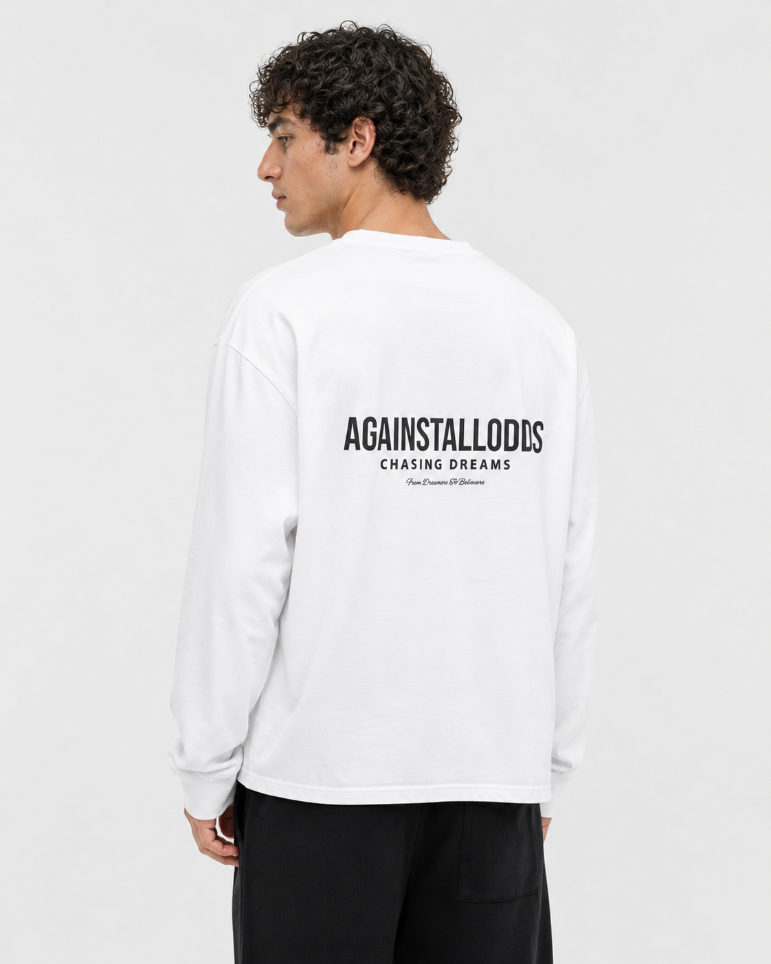 DREAMERS WHITE  LUXURY LONG SLEEVE TEE