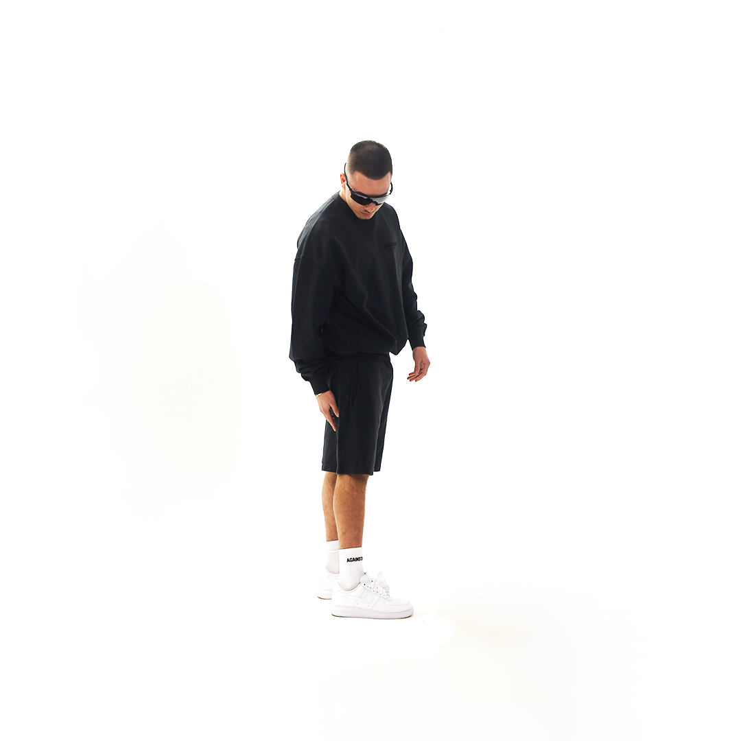 Branded Blank - Distressed Black Shorts
