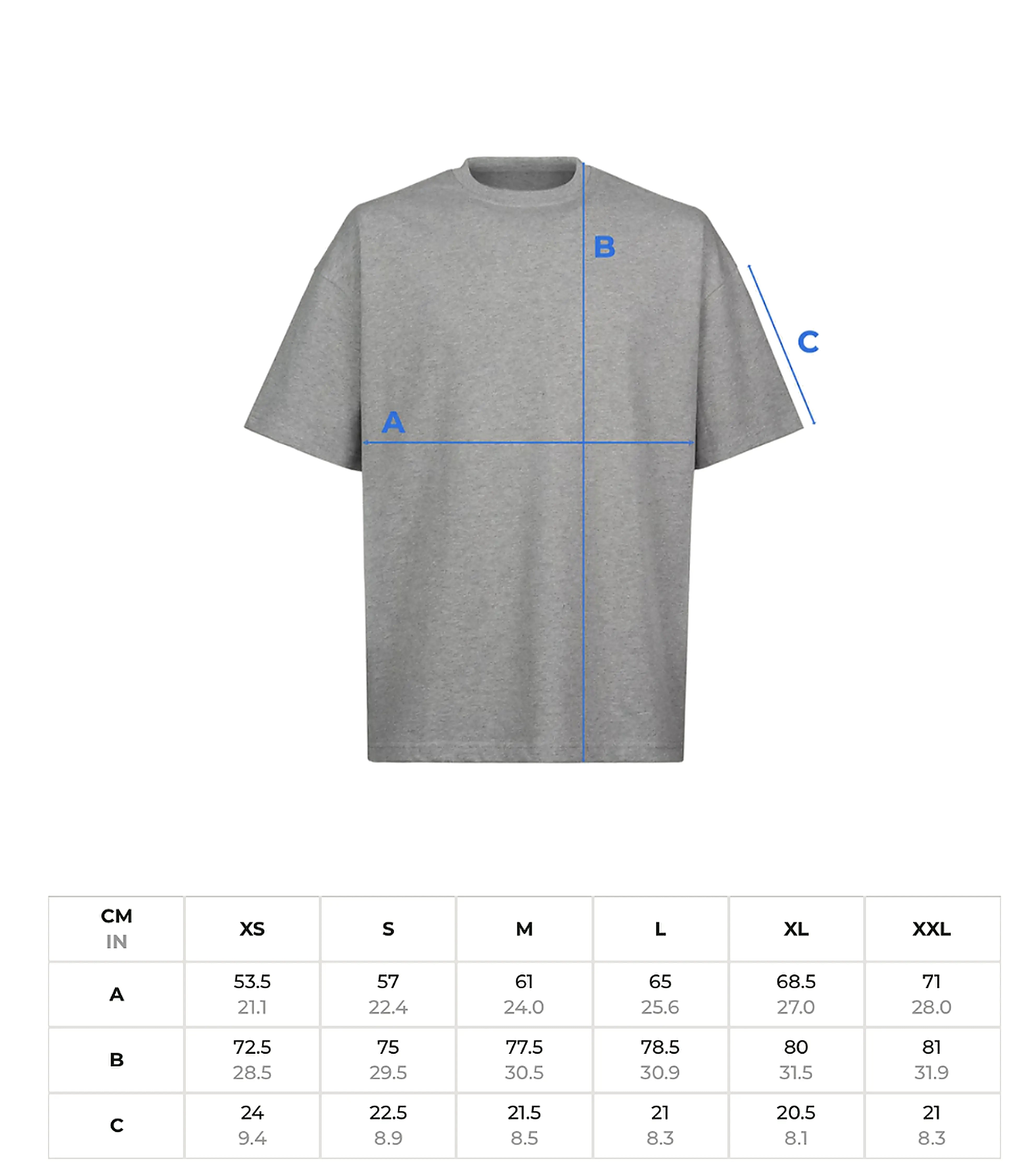 T-shirt size chart